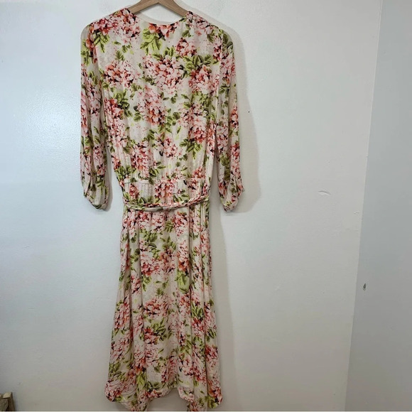 J Jill Midi Dress Small Pink Floral Cottage Core Flowy Boho‎ Coastal Peasant - Picture 6 of 15